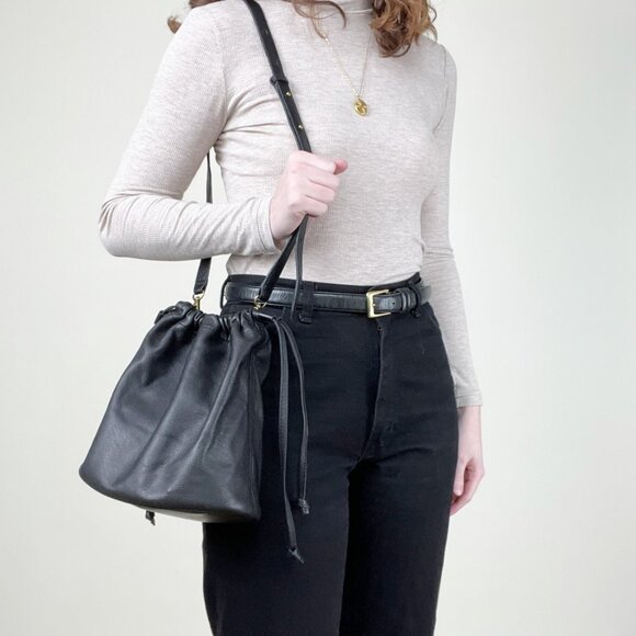 New Madewell Leather Piazza Bucket Bag Shoulder Strap Crossbody Purse Old Money - Picture 6 of 12